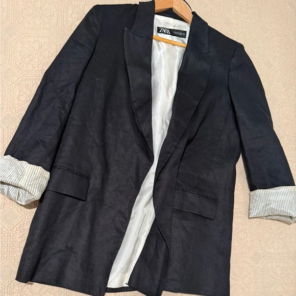 Zara Jackets & Blazers - Zara Elegant Black Jacket with White Lining